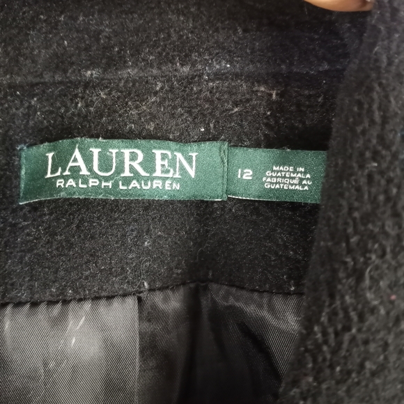 Ralph Lauren Women's Vintage Elegant Black Double-Breasted Long Coat Size 12 - Picture 8 of 15